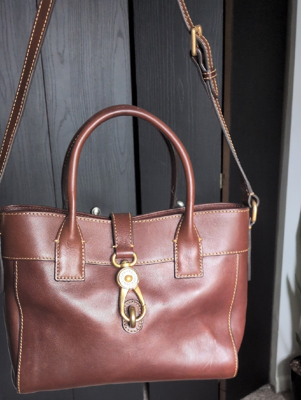 Dooney & Bourke Small Amelie Chestnut Brown Florentine Leather Tote NWT